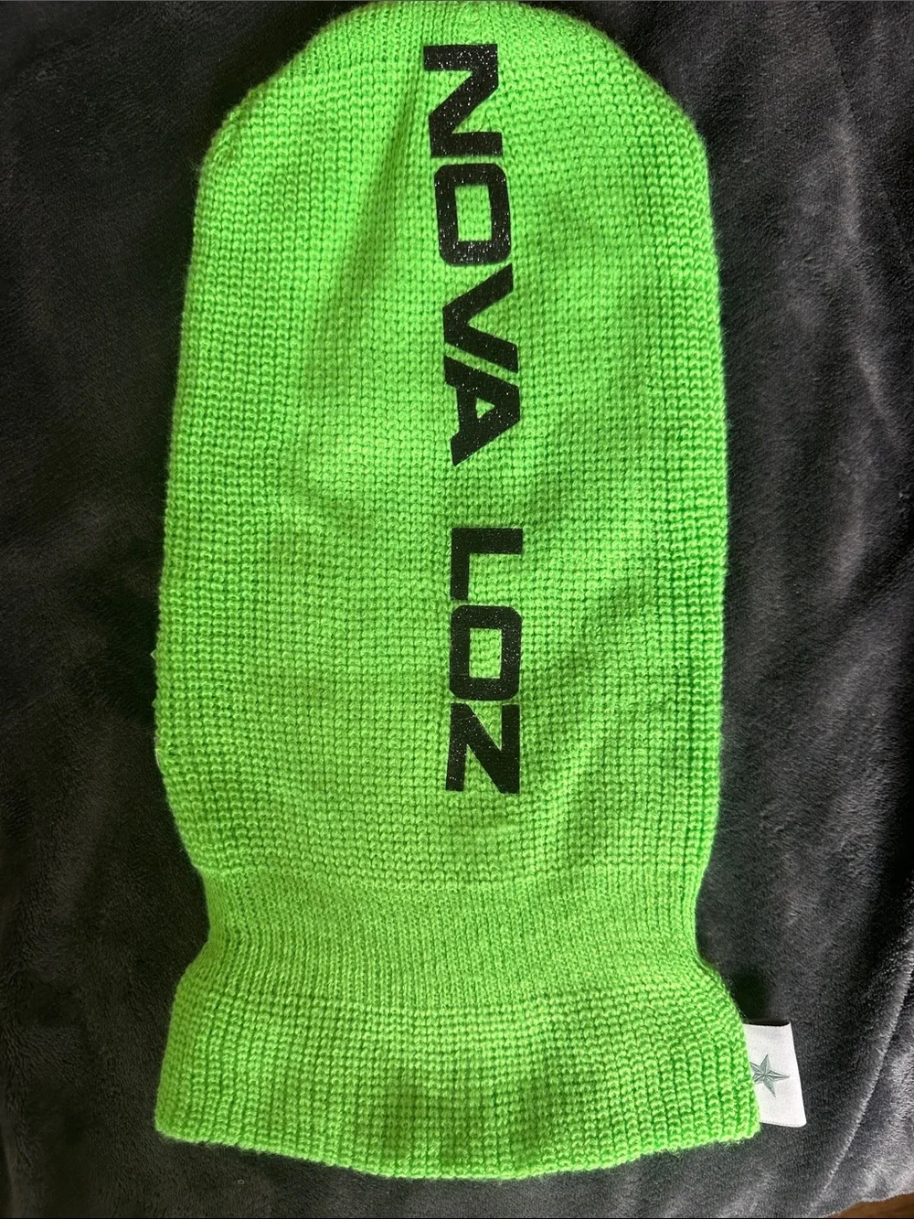 Embellished Neon Green Knit Balaclava by Nova Loz
